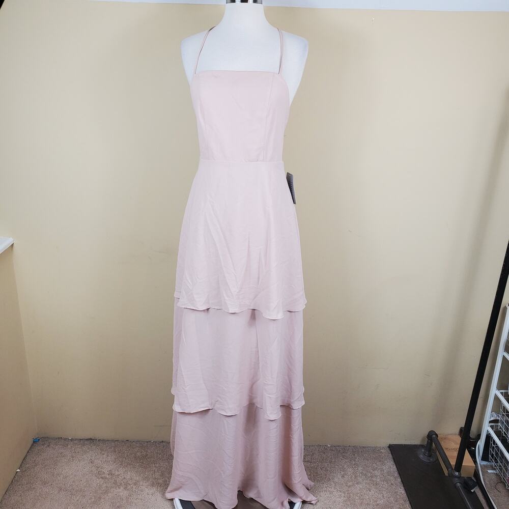 Show Me Your Mumu Calypso Ruffle Dress Dusty Blush Crisp Women's Size S